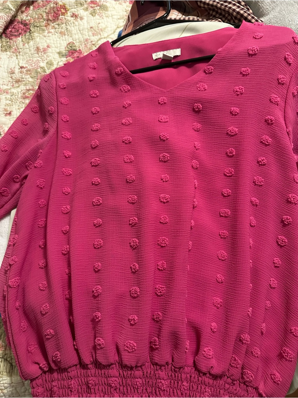 Cato Pink Polka Dot Ruffle Sleeve Blouse M